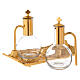 Gold plated brass cruet set and tray s2