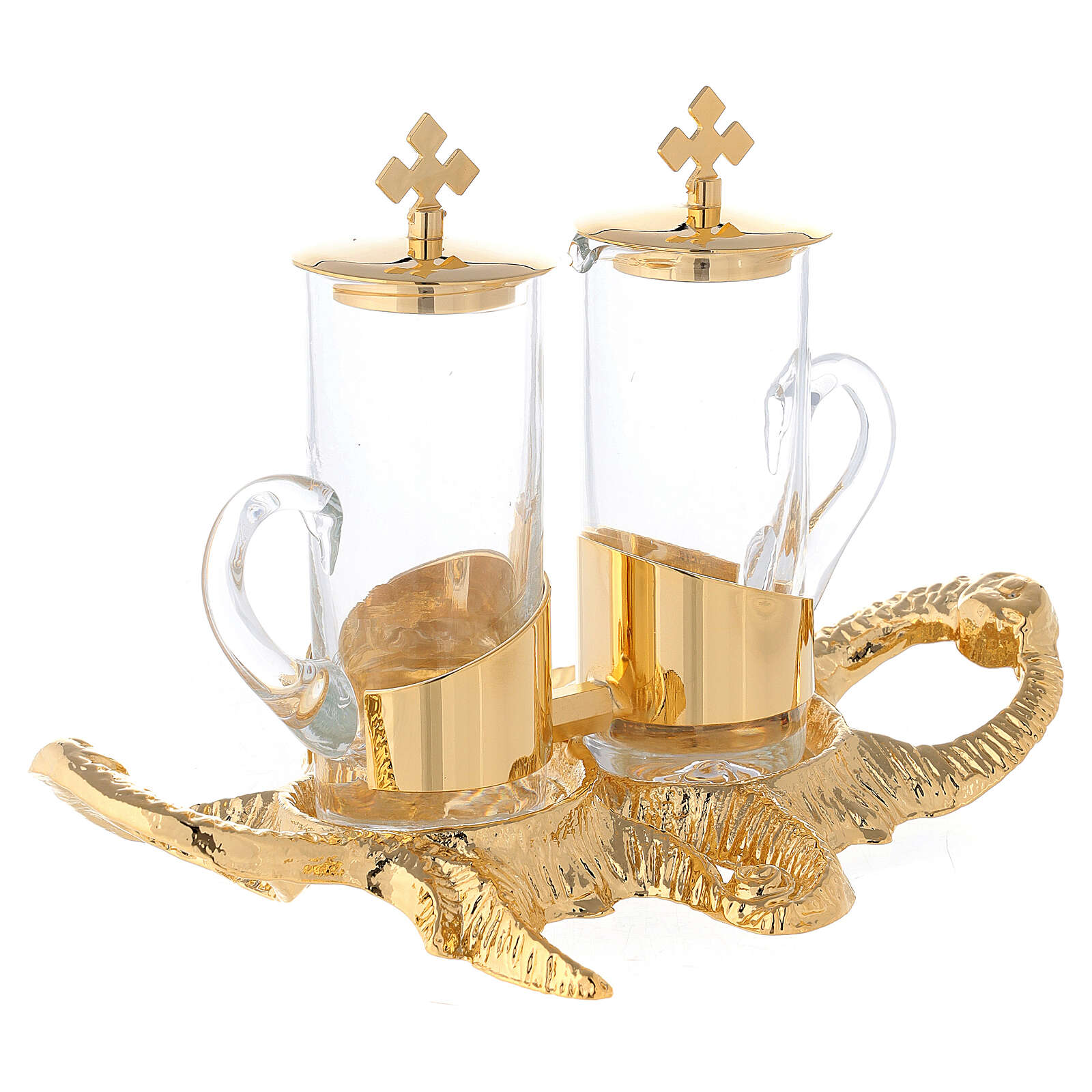 Cruet set for mass with gold plated fish tray online sales on