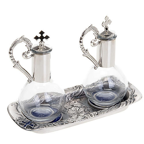 Nickel-plated pewter magnetic cruet set for mass 1