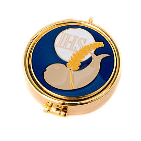 Hostiendosen und Hostienbehälter: Eucharistische Versehpatene mit IHS und Fisch