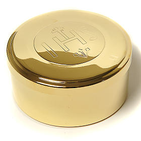 Relicarios eucarísticos: Caja latón alta IHS