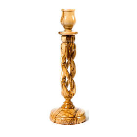 Olive wood torchon candle-holder