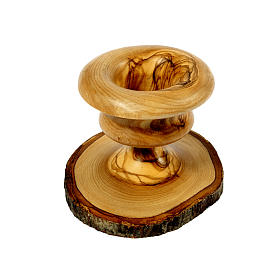 Olive wood bark candle-holder