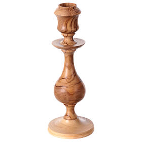 Traditional style olive wood candle-holder