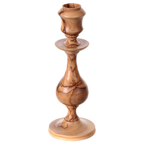 Traditional style olive wood candle-holder 1