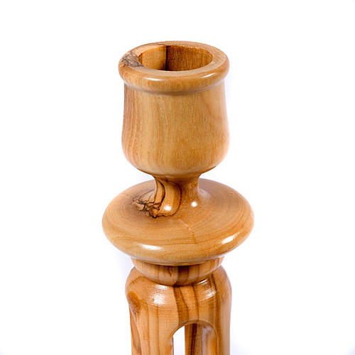 Modern style olive wood candle-holder 2