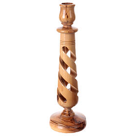 Olive wood carved candle-holder