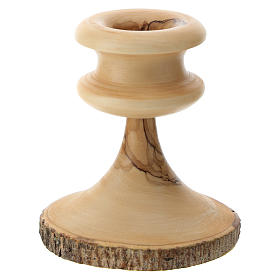 Olive wood bark candle-holder