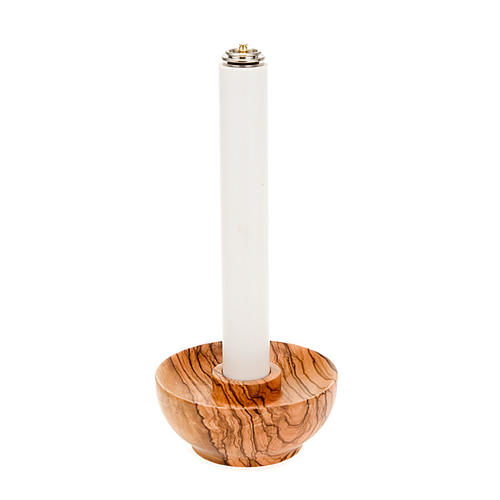 Olive wood liquid wax candle-holder 1