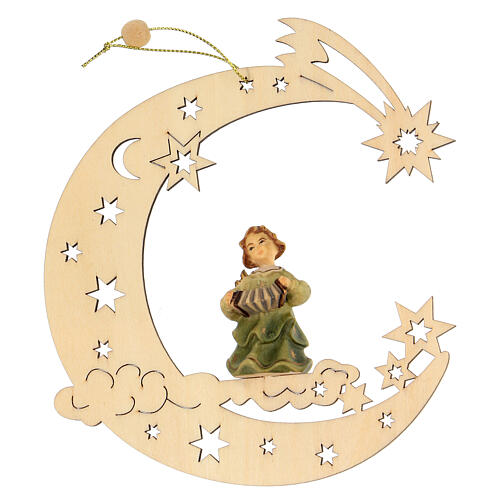 Christmas Decoration of Musician Angel on a Moon with Stars 1