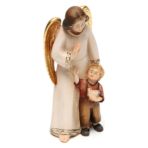 Guardian angel with little boy, modern style in Val Gardena wood 3