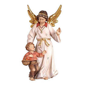 Anioł Stróż z chłopcem drewno Val Gardena