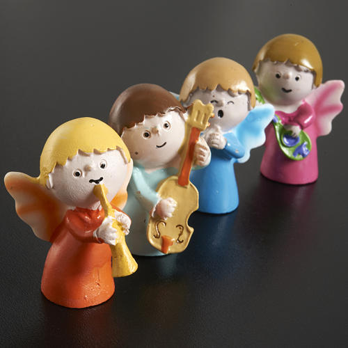 Angels musicians in resin, 4 pieces 2