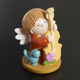 Angels in resin with animals and instruments, 4 pieces