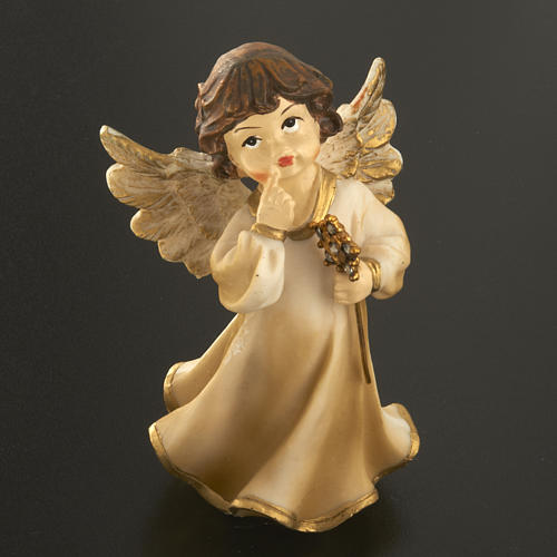 Angels in resin with flower, 4 pieces 12cm 2