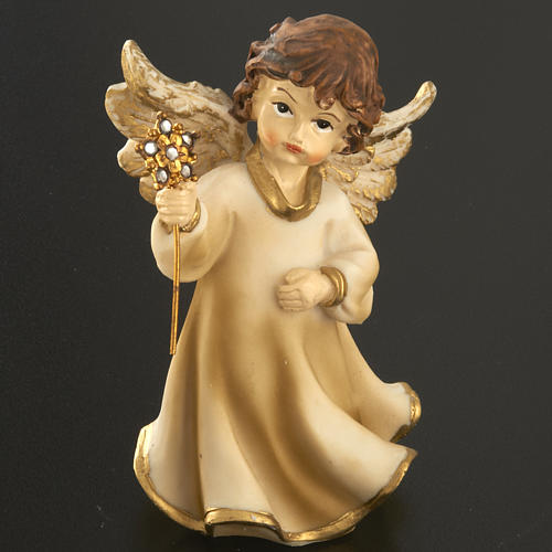 Angels in resin with flower, 4 pieces 12cm 4