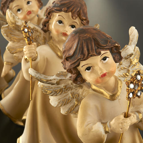 Angels in resin with flower, 4 pieces 12cm 7