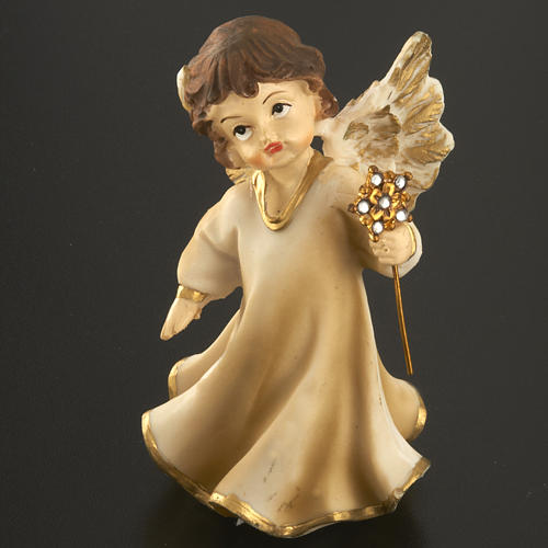 Angels in resin with flower, 4 pieces 12cm 3