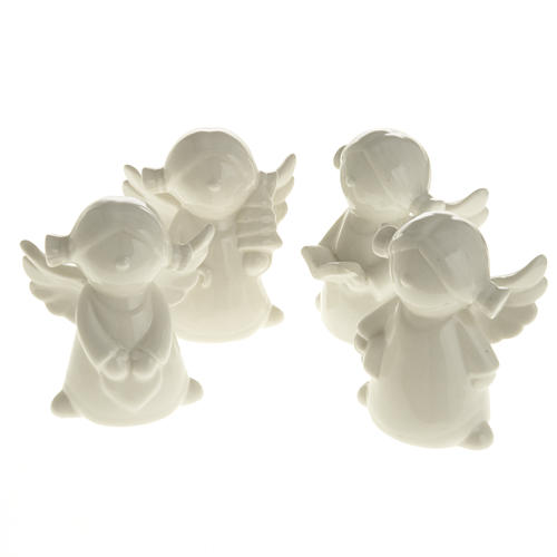 Angels in white ceramic, 4 pieces 11cm 1