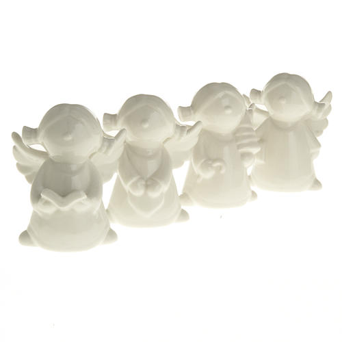 Angels in white ceramic, 4 pieces 11cm 2