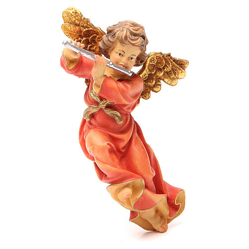STOCK Musician Angel with flute, painted wood 14cm Val Gardena 1