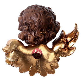 Angel head without roses looking to its left in wood from Valgardena s4