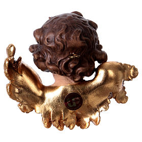 Angel head without roses looking to its right in wood from Valgardena s4