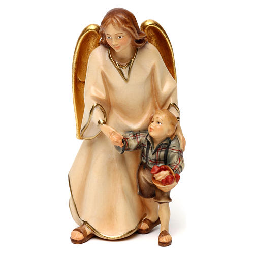 Modern guardian angel with boy in wood from Valgardena 1