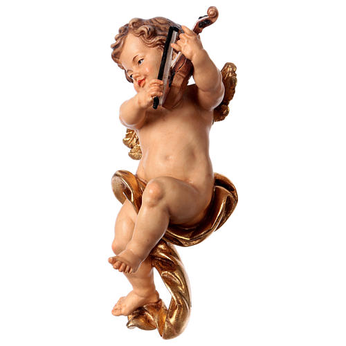 Putto with violin in wood from Valgardena 3
