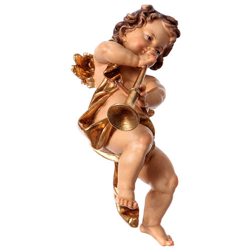 Putto with trombone in wood from Valgardena 2