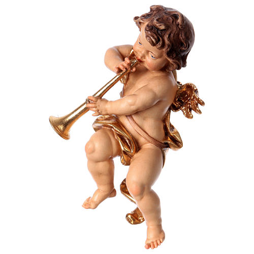 Putto with trombone in wood from Valgardena 3