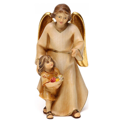 Guardian angel statue with girl modern in Valgardena wood 1