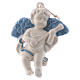 Petit ange avec mandoline céramique Deruta ailes bleues 10x10x5 cm s1