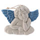 Ange à suspendre en céramique Deruta avec ailes bleues 5x10x1 cm s1