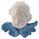 Face of angel to hang in white ceramic Deruta with blue wings 9x9x3 cm s1