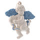 Petit ange à suspendre avec harpe céramique Deruta ailes bleues 10x10x1 cm s1