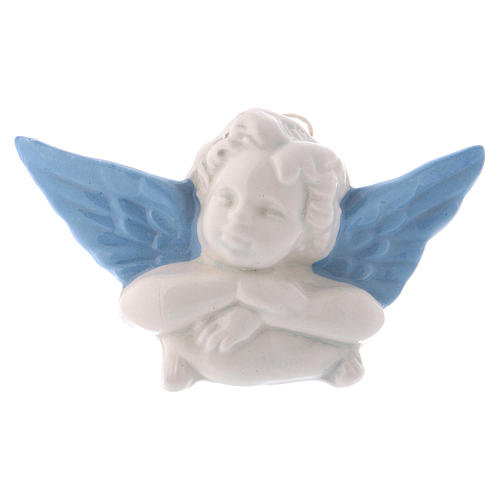 Ange avec ailes bleues 7 cm terre cuite Deruta 1