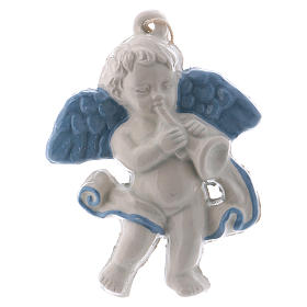 Angel with trumpet 10 cm in terracotta made in Deruta