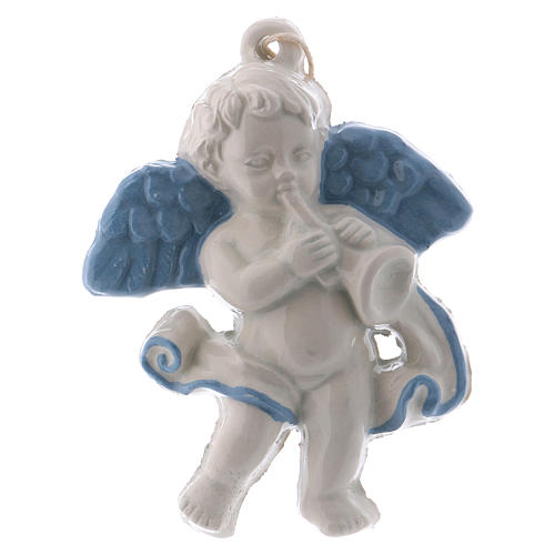 Ceramic Angel hanging with trumpet made in Deruta 4 in 1