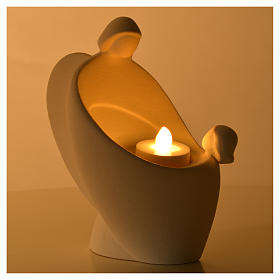 Angel with young girl, 18cm in fire clay s4