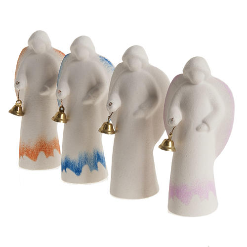 Angel figurine, with handbell, stylized 3