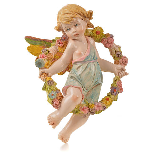 Anioł Wiosny z kwiatami Fontanini cm 17 typu porcelana 1