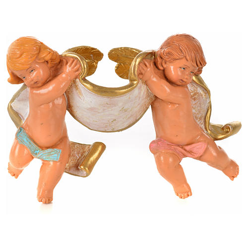 Deux anges avec parchemin Fontanini 6x10 cm 1