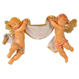 Dois anjos com pergaminho Fontanini 9x15 cm