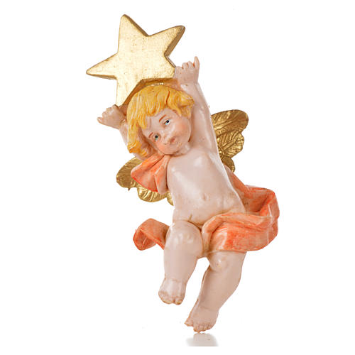 Ángel con estrella rosada Fontanini 7 cm. símil porcelana 1