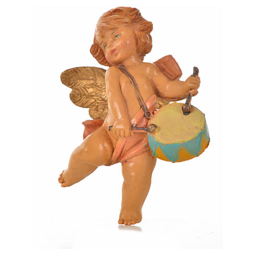 Anioł z bębenkiem różowy Fontanini cm 7 1