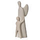 Ange gardien avec enfant grès porcelaine h 28cm ivoire s1