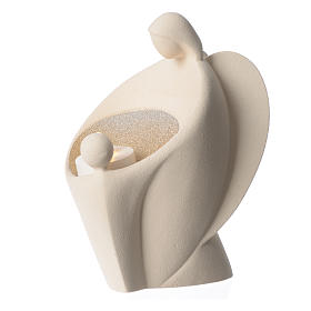 Anges: Ange gardien avec enfant argile Gold Centre Ave Anges: Ange gardien avec enfant argile Gold Centre Ave