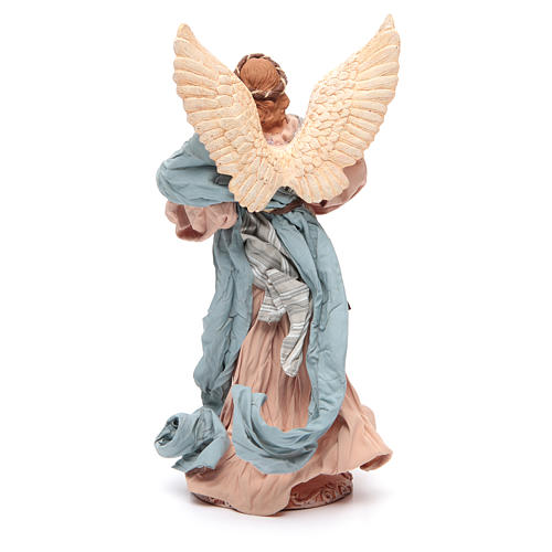 Anioł z harfą żywica i tkanina 37cm 3