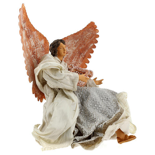Angel 40 cm in resin kneeling with harp 3